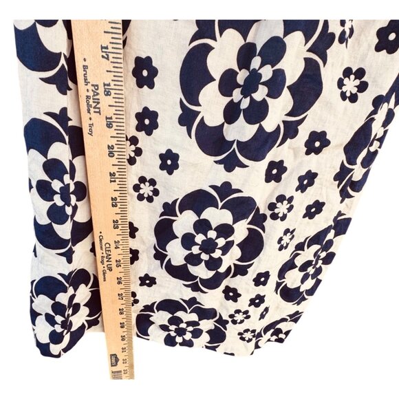 Tory Burch Women's Size 2 Floral Sleeveless Linen Dress Navy & White  Mini - Picture 8 of 9